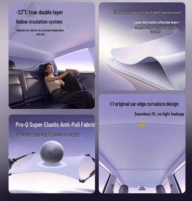 Xiaomi YU7/SU7 Panoramic Sunroof Sunshade: Ice Crystal Car Roof Sun Protection and Insulation