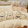 Thickened Milk Fleece Bed Four-Piece Set Warm Children'S Bedding Teddy Coral Fleece Quilt Cover Bed Sheet Three-Piece Set