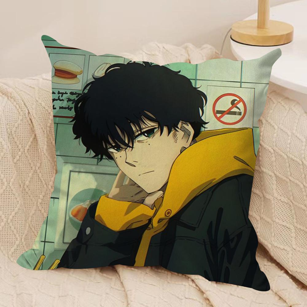 Anime S-Sakamoto Days Cushion Cover Soft Plush Double-Sided Pillow Cover Cozy Sofa Cushion Case Home Gift for Living Room