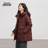 XueZhongFei Damen Mittellange Daunenjacke mit Kapuze