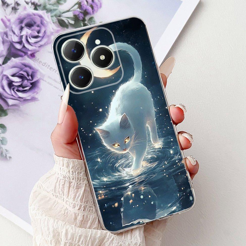 4G Clear For Realme Note 60 Case RMX3933 Luxury Butterfly Love Flowers Cool Lion Painted Phone Case For Realme Note 60X RMX3938