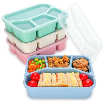 1000ML 4 Grid Bento Box Reusable Food Storage Containers with Transparent Lids Portable for Kids and Adults Home Snack Storage