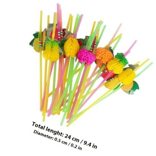 PRETYZOOM Party Straws 60 Pieces Fruit-Shaped Plastic Cold Beverages Juice Tapioca Tea Parties Birthdays