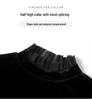 Elegant Black Velvet Top: Stand Collar, Silk Mesh Sleeves, Versatile Women's Base Shirt