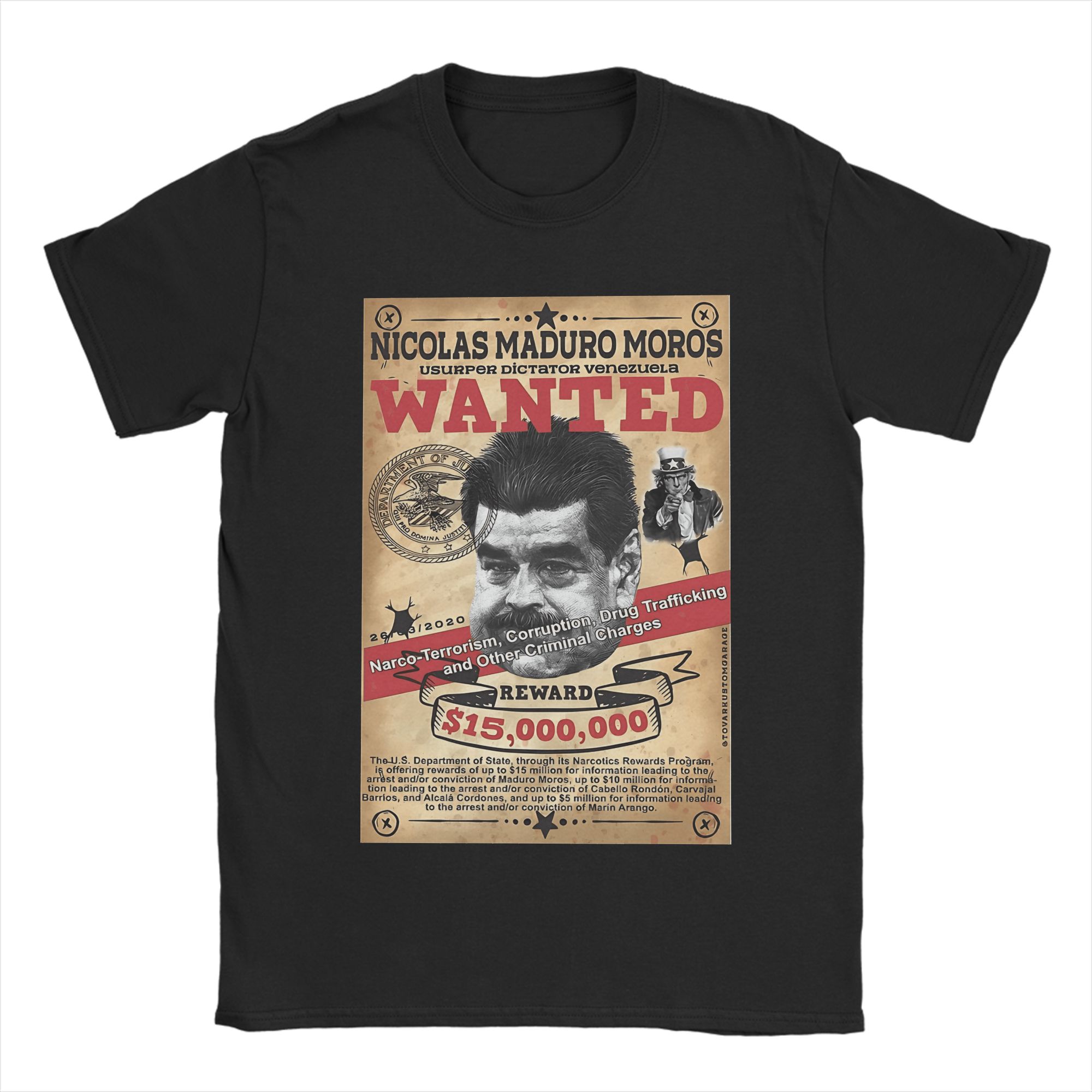

Men s T-Shirts Nicolas Maduro Wanted Vintage Pure Cotton Tees Short Sleeve T Shirt Round Collar Clothes Classic S