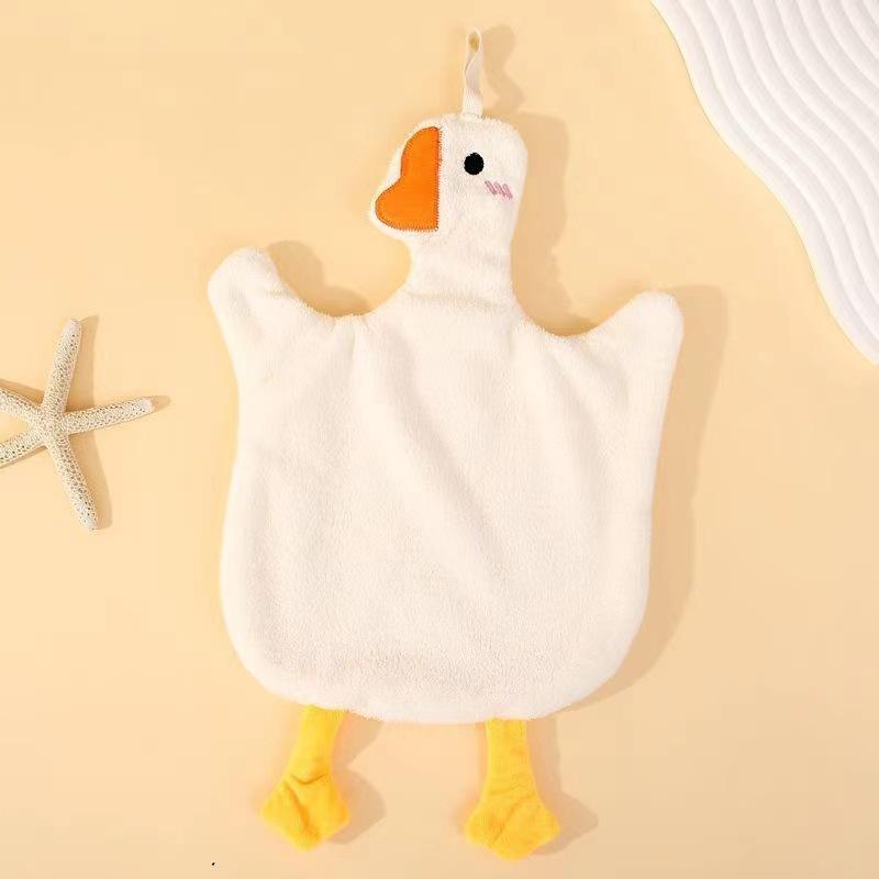 1Pc Cartoon Goose Hand Kerchief Hanging Hand Towel Water Absorbing Hand Towel Kitchen And Bathroom Supplies