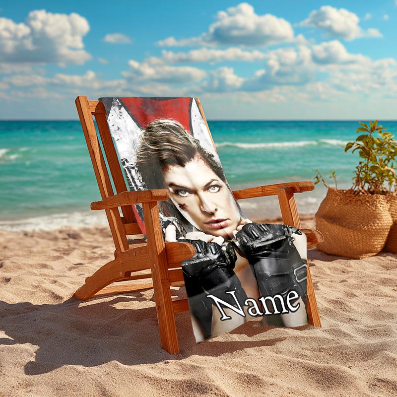 Personalized customized proof beach towel with resident Evil pattern - soft, absorbent,quick-drying,perfect swimming,camping&bathing