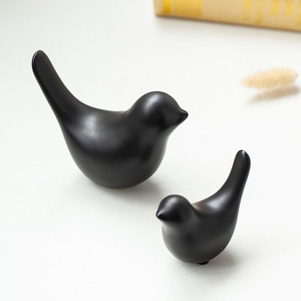 Black White Bird Sculpture Nordic Style Animal Statue Ornaments Bird Ceramic Figurines  Home Decor