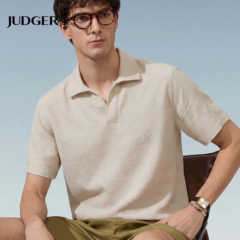 Judger 2026 Summer Men s Linen Blend Short Sleeve Shirt XL