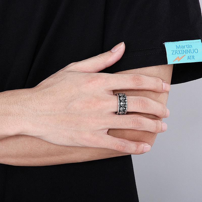 Gothic Style Punk Retro Black Biker Ring Men Hiphop Rock Stainless Steel Skull Finger Rings Party Accessories Jewelry