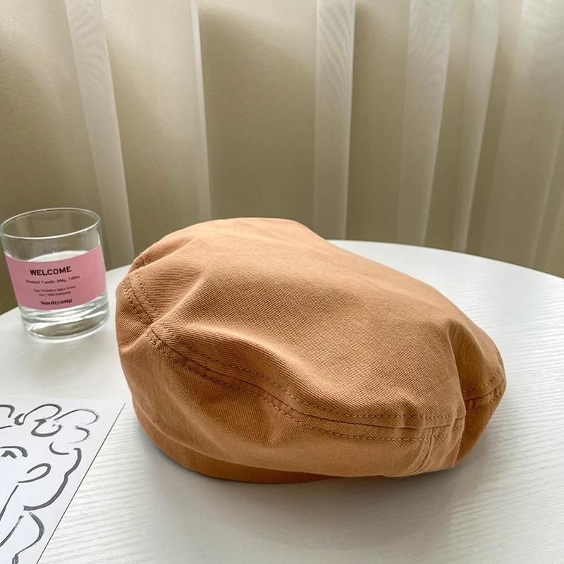 Ricygvm Solid Color Plain Color Beret Korean Girls Painter Artist Hat Trendy Fashionable Women Octagonal Cap Thin Cotton Beanies Bonnet Retro Berets