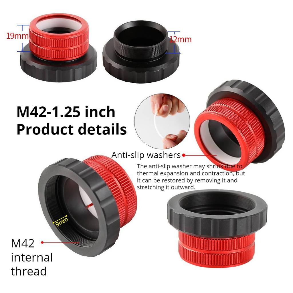 Quick Lock 2 inch/M42/M48 to 1.25 inch Coaxial Lock Interface Adapter for Astronomical Telescope Accessories Eyepiece Interface
