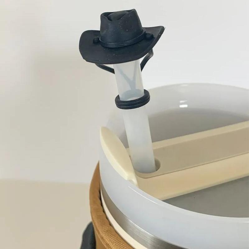 Cowboy Hat Straw Cover Cap For Tumbler Cup 30&40 Oz 10Mm Cowgirl Hat Silicone Straw Topper Protector Lid