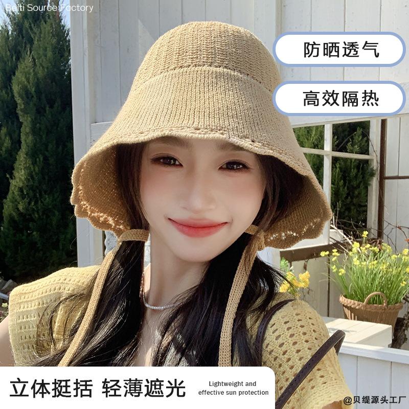 

Summer new hat women s spring and summer sunscreen sun hat knitted bucket hat premium sun hat One Size