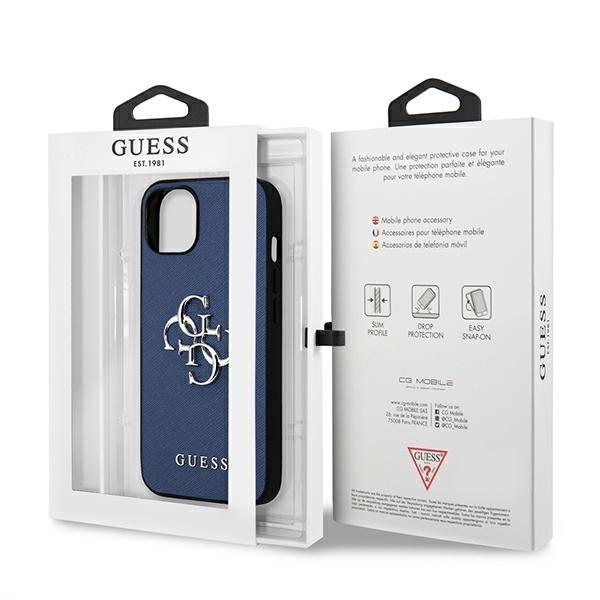 Guess Guhcp13Ssa4Gsbl Iphone 13 Mini5,4 Niebieski/Blue Hardcase Saffiano 4G Metal Logo