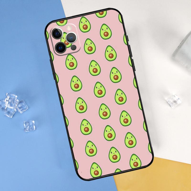 Cartoon Avocado Phone Case For iPhone 16 Pro Max 13 12 Mini 11 14 15 Pro Max XR 16 15 Plus 16e Cover Shell