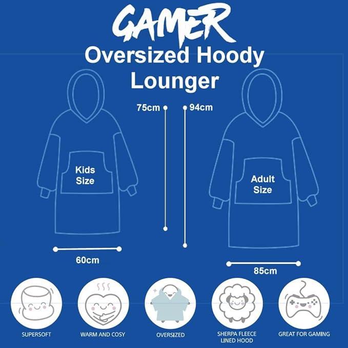 Gamer Childrens/Kids Eat Sleep Game Repeat Fleece Oversized Hoodie Blanket