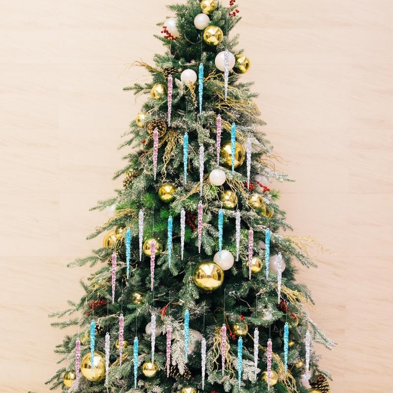 Christmas Decorations: 12 Pieces of Transparent Ice Floes, Acrylic Transparent Ice Cones and Ice Sticks, Christmas Tree Decorations