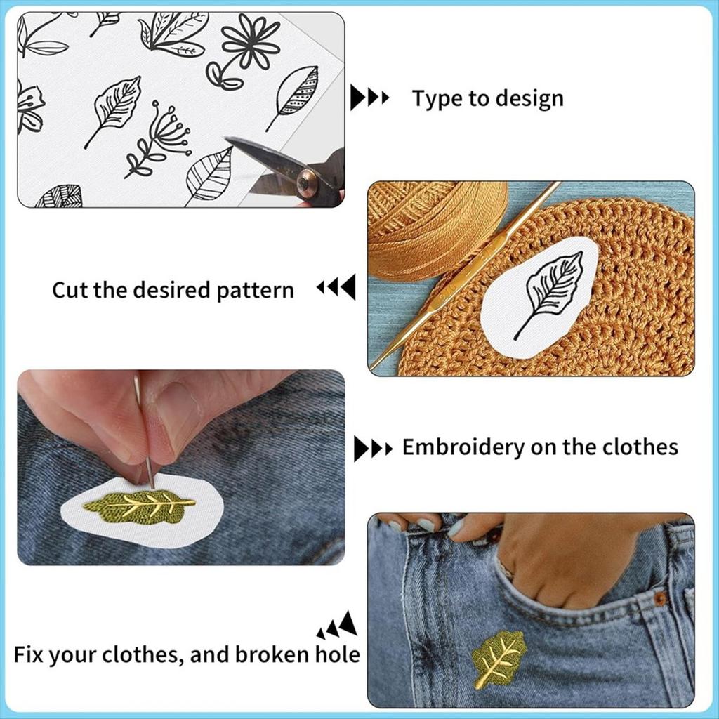 BHBL Stick & Embroidery Paper for Embroidery Dissolvable Embroidery Transfer for Transferring Embroidery Patterns 5PCS