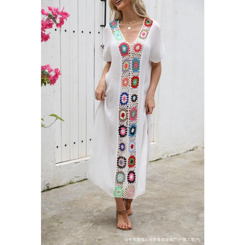 Hand Hook Dress, Slit Sexy Long Skirt, Long Robe, Beach Cover Skirt