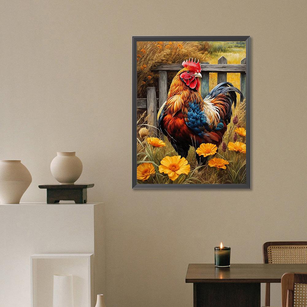 5D DIY Full Round Drill Diamond Painting Rooster Kit Home Decor Art Craft30x40cm