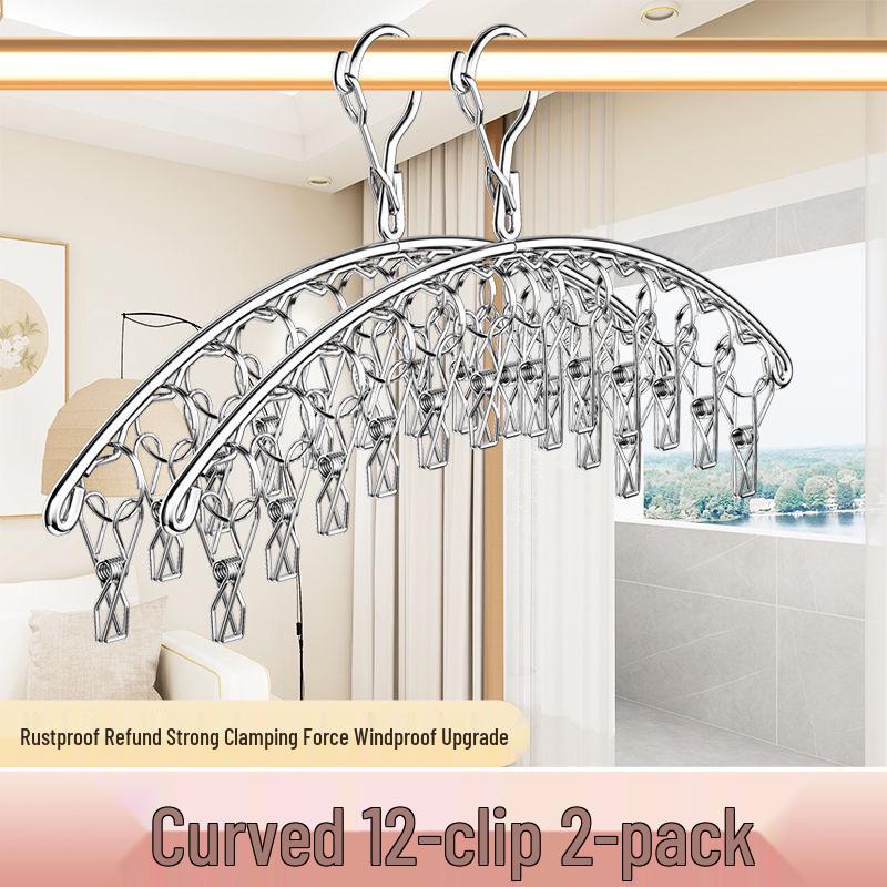 Stainless Steel Multi-Clip Clothes Drying Rack for Socks and Underwear