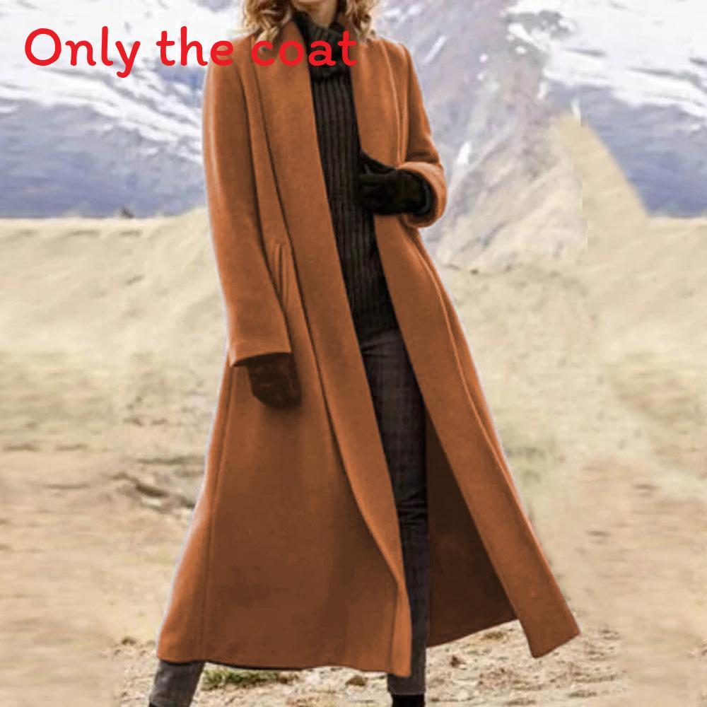 Vintage Womens Wool Coat With Scarf Collar For Winter Casual Wear