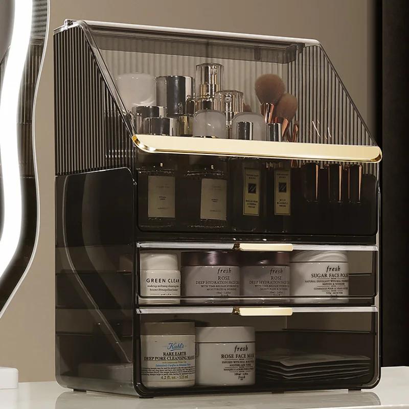 Transparent Clear PET Makeup Organizer Dustproof Storage Box Lipstick Acrylic Holder Bathroom Organizer