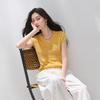 Women's Hollow Knit Polo Collar Top