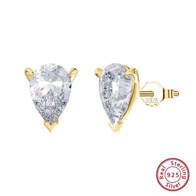 Elegant Waterdrop Zircon Stud Earrings Sterling Lightweight Luxury Fashion Jewelry Women 925