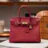Leather Chain Tote Bag With Detachable Pouch Classic Real Leather Multi-Compartment Handbag Top Layer Cowhide Lock Clasp Timeless Handheld Bag