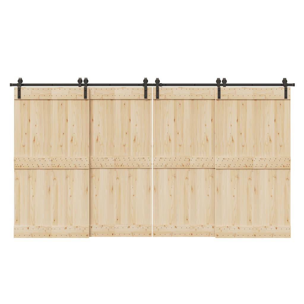 Sliding Door Hardware Set 400 cm Steel Black