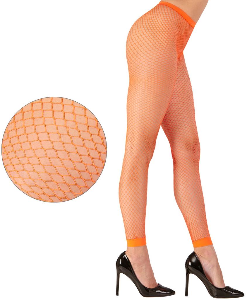 Neon Orange Fishnet Leggings