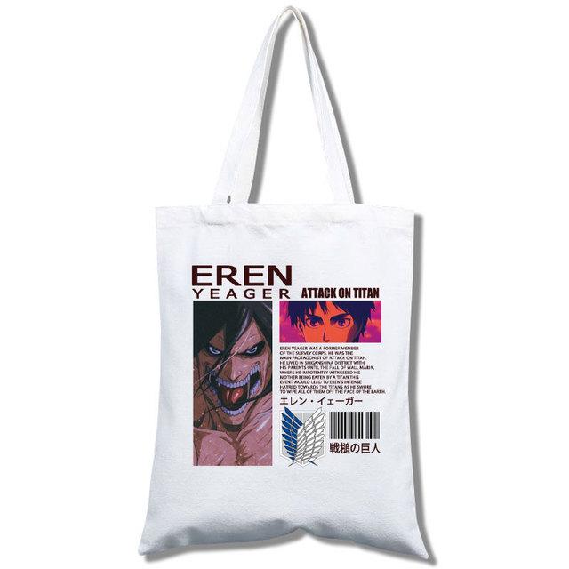 Anime Attack On Titan Canvas Bag for Women Funny Shopping Bag Ulzzang Eco-Friendly Large Capacity