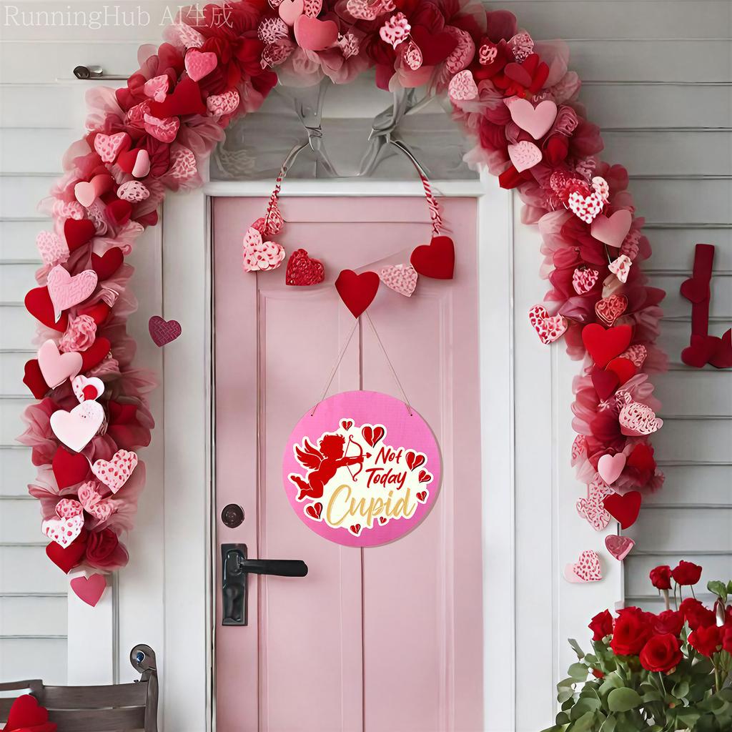 Not Today Cupid Valentine'S Day Door Sign Creative Anti-Valentine'S Day Door Hanger Funny Valentine Decorations For Door Window