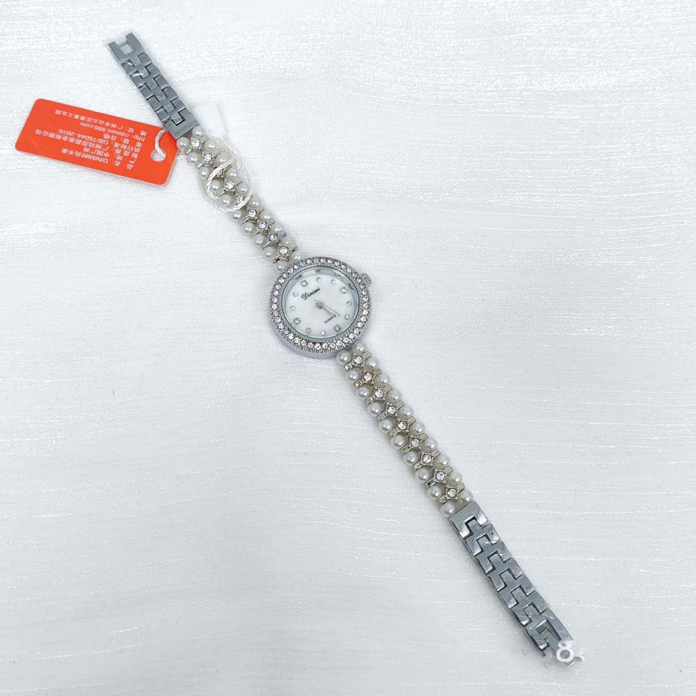 Dinimi Elegant Women's Quartz Watch Mother-of-Pearl Dial Double-Coiled Extra-Long Pearl Bracelet Women's Vintage-Style Watch