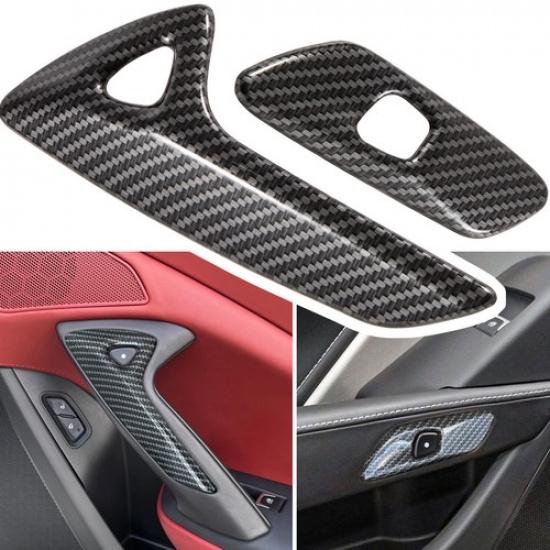 Carbon Fiber Interior Door Handle Molding Cover Trims for Corvette C7 2014-2018
