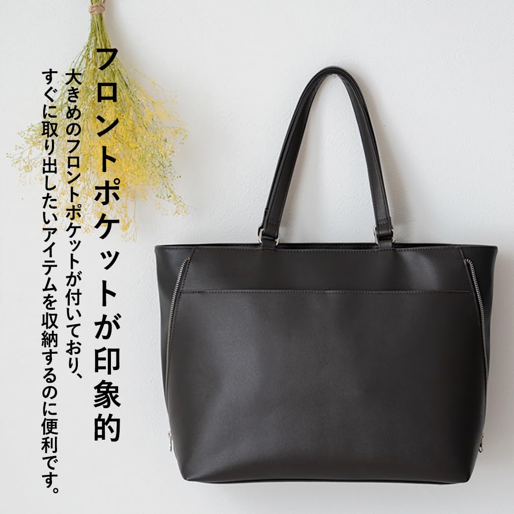 VITAFELICE Damen Business-Tote-Tasche mit seitlichem Reißverschluss inb-10180p (Grau)