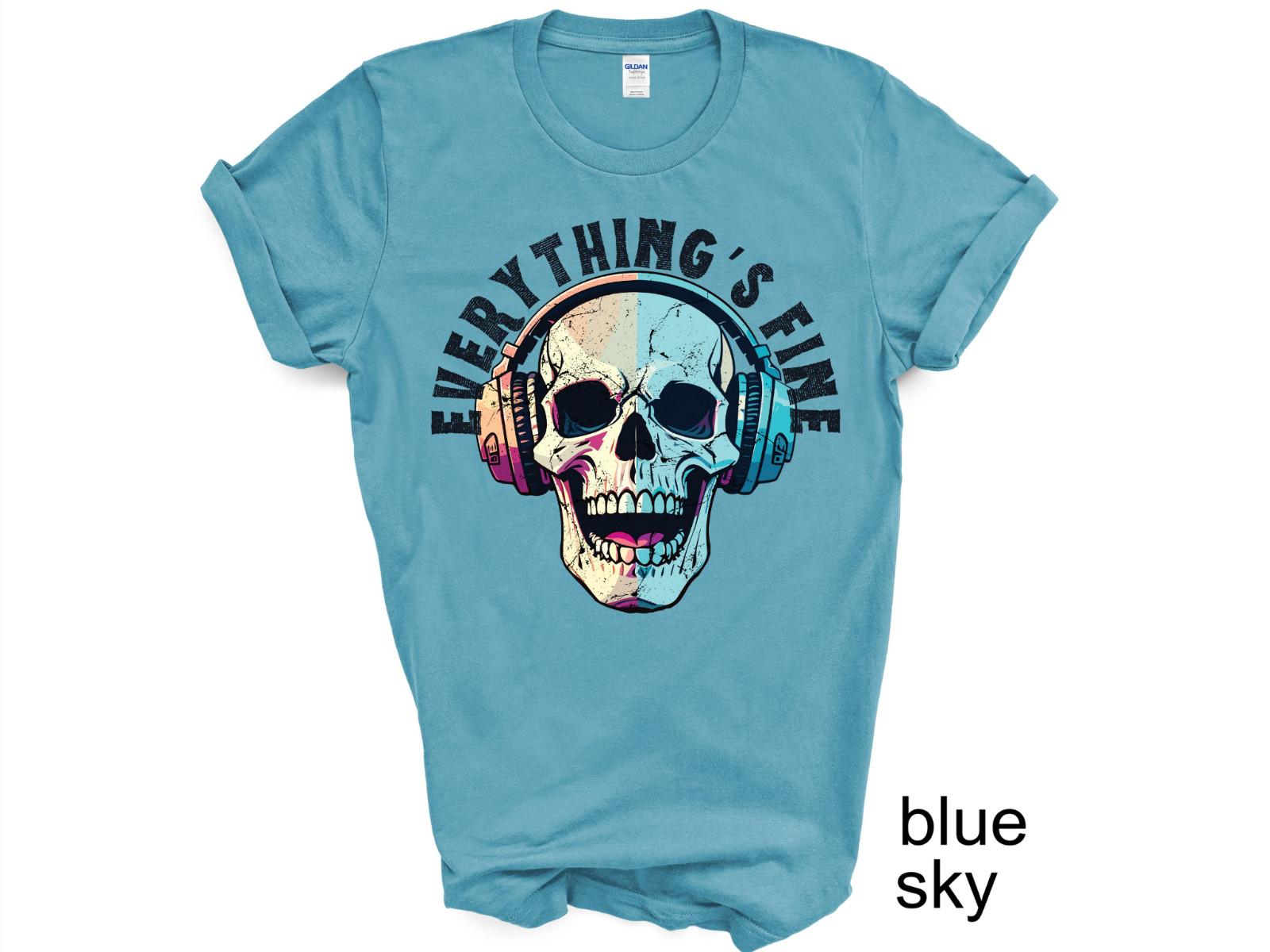 Everything is Fine Shirt, Retro Grunge Shirt, Sarcastic Shirt, Funny Skeleton S разноцветный