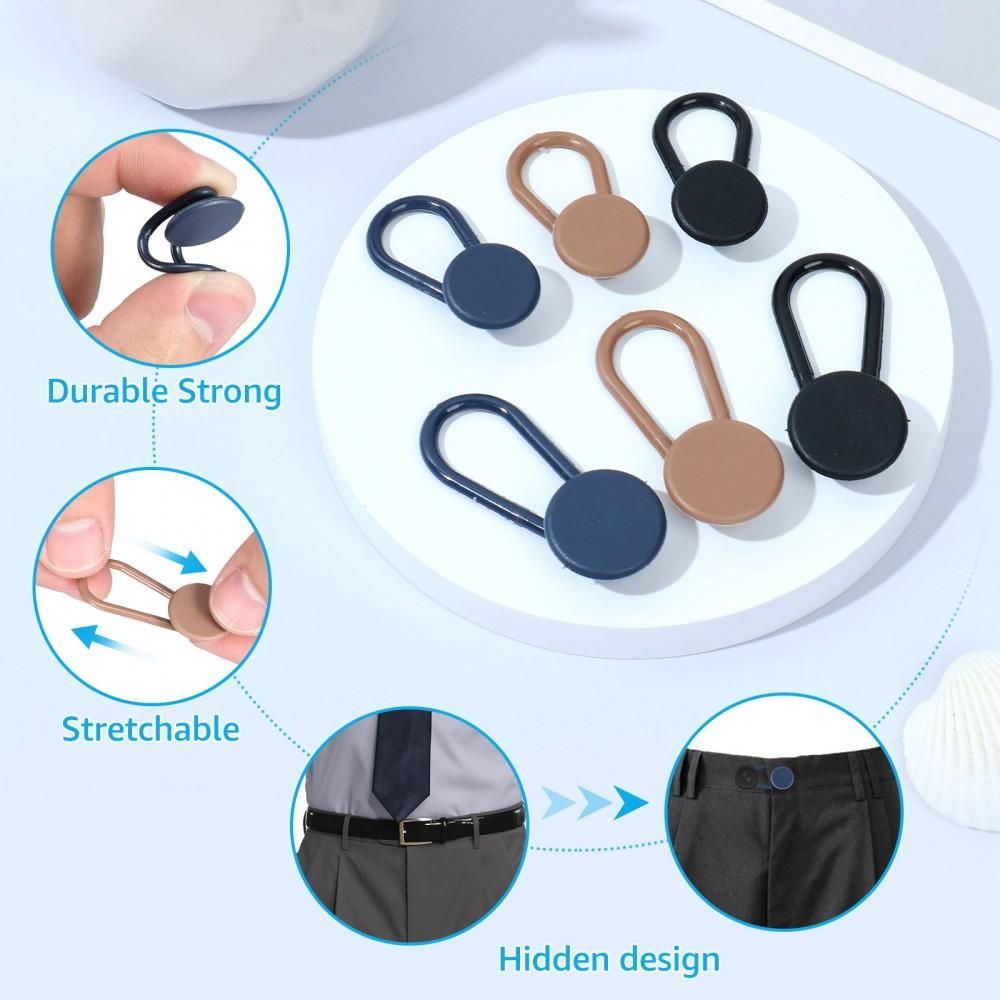 Easy-Adjust 12pcs Button Extenders For Jeans Pants Waist Button Extender For Pant Waistband Expander Pants Waist Extension
