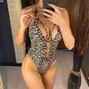 Leopard Metal Rings Halter Cut Out Monokini Women Swimwear One Piece Swimsuit Female High Leg Cut Bather Bathing Suit Swim V3752