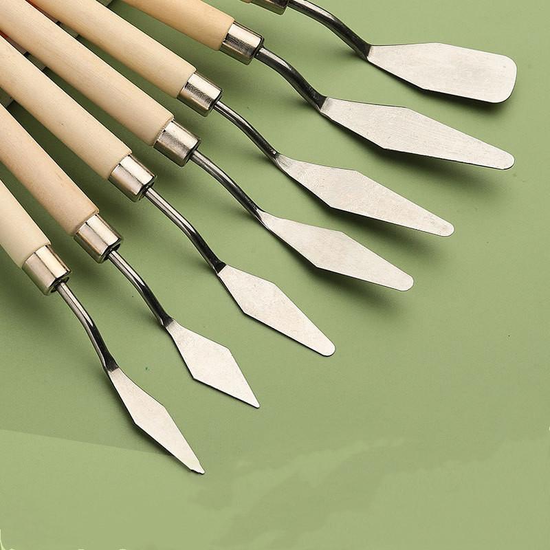 7Pcs/Set Stainless Steel Oil Painting Knives Artist Crafts Spatula Palette Knife Oil Painting Mixing Knife Scraper Art Tools