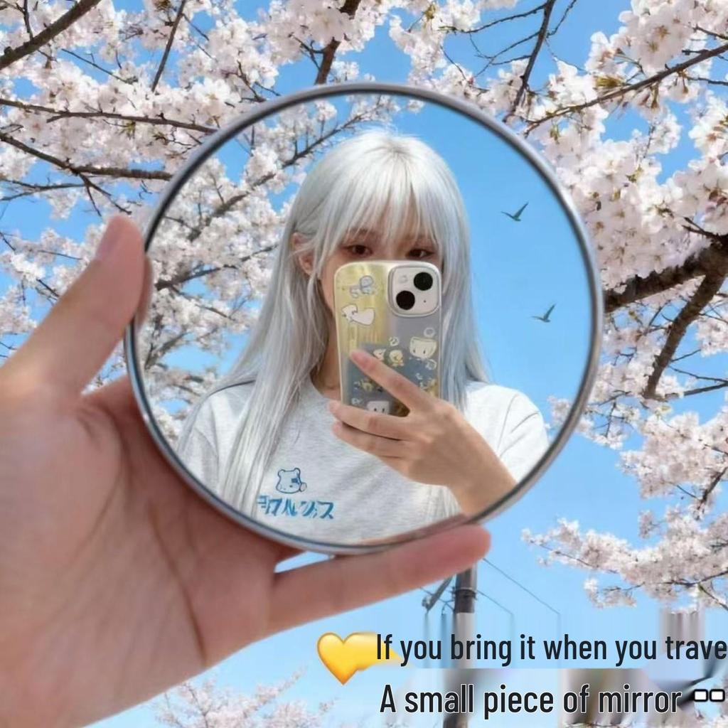 Compact Portable Reflective Travel Convex Mirror - Round Handheld Design