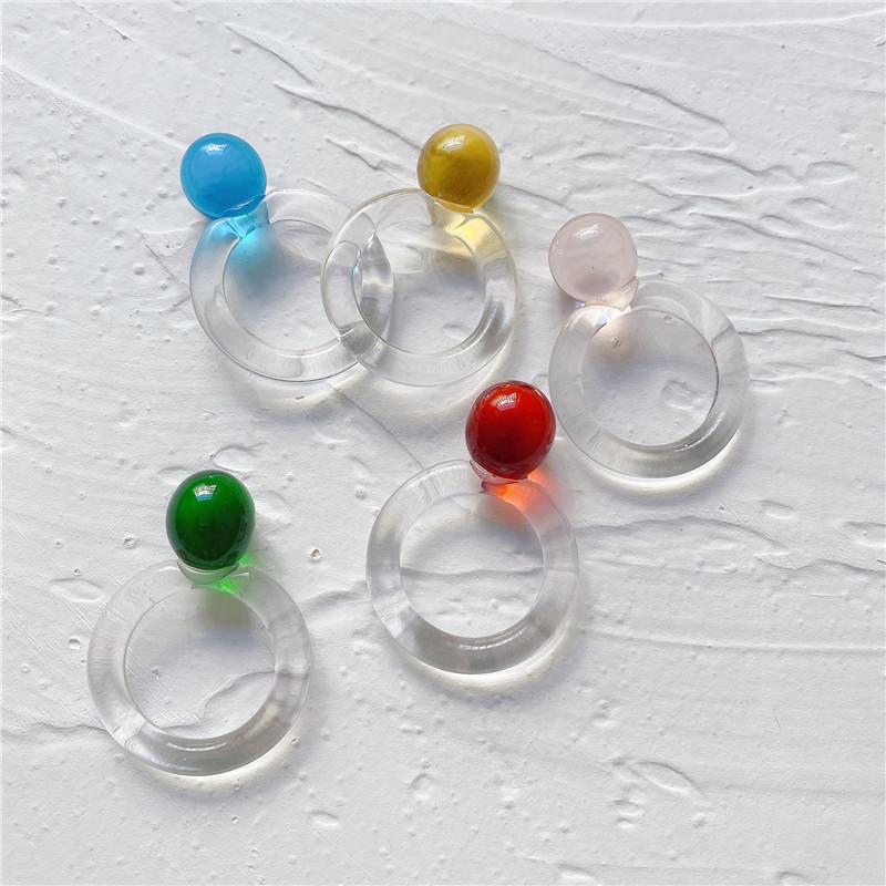 New Fashion Colorful Acrylic Rhinestone Resin Rings For Women Girls Korean Transparent Geometric Square Round Rings Jewelry 2026
