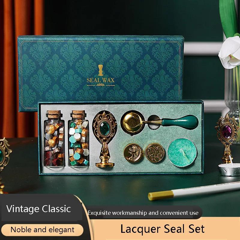 1 SET Creative Retro Lacquer Seal Complete Set Wholesale Envelope Sealing Wax Lacquer Wax Granules Gift Seal Wax Granules Set