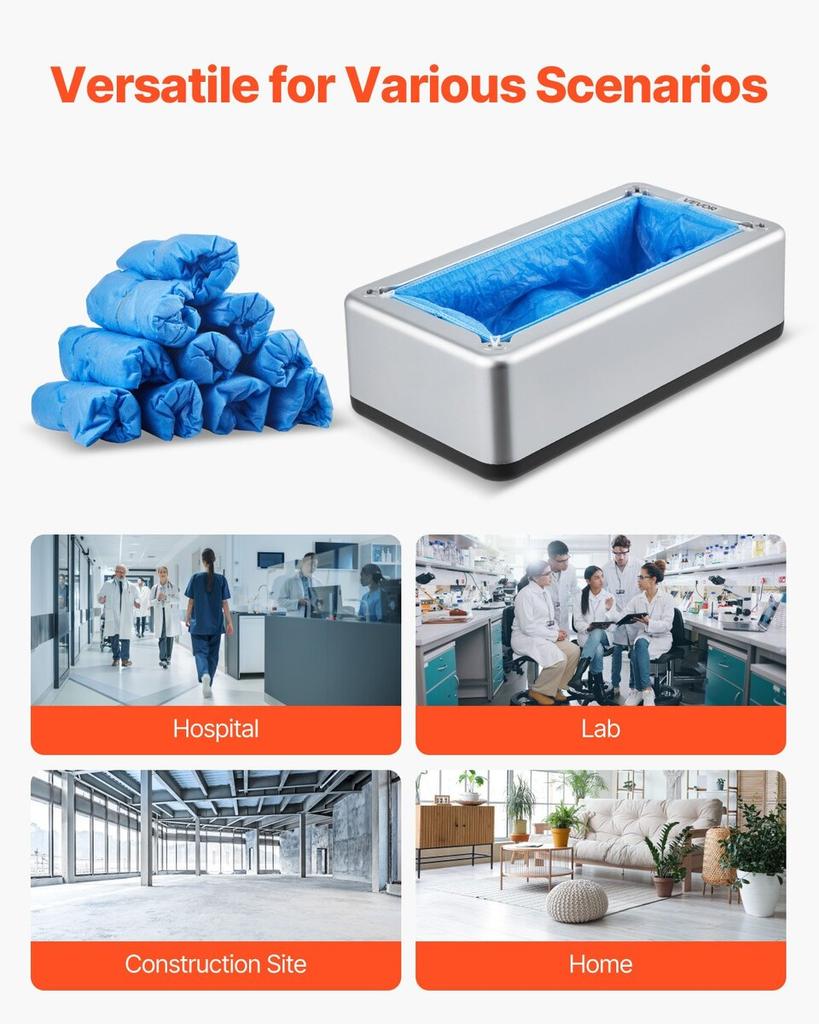 Shoe Cover Dispenser Fits Up to US 11 with 100 Disposable Plastic Covers