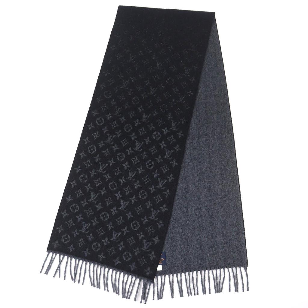 Grande Sciarpa LOUIS VUITTON monogramma sfumato Noir cashmere uomo M71607 Usato