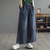 Übergroße Jeans mit weitem Bein für Damen, lässige Wasch-Jeanshose, Vintage, lockere, elastische, hohe Taille, gerade Hose, modische Jeans