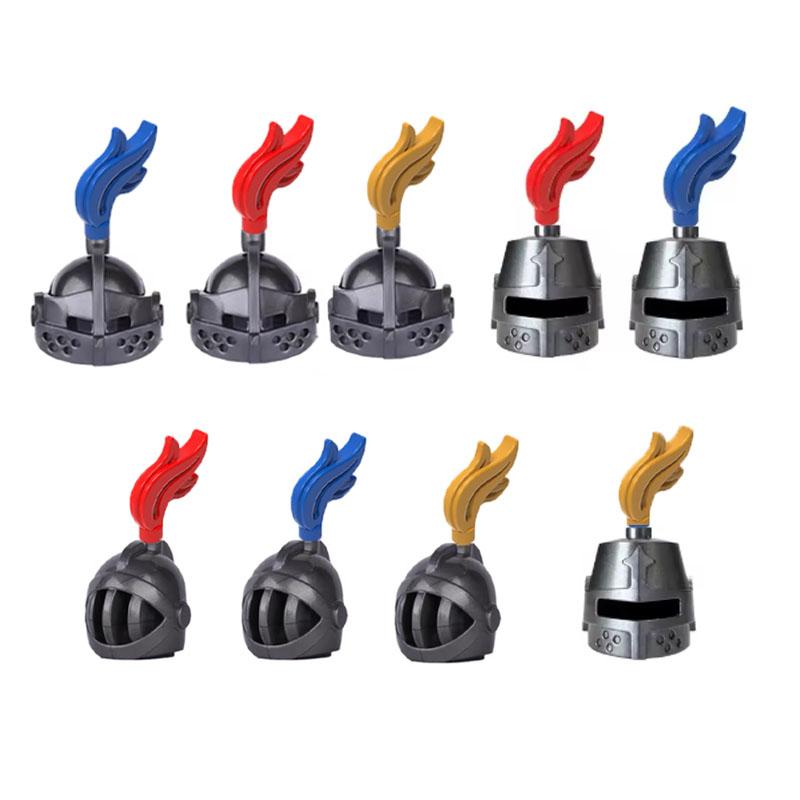 MOC Mittelalterliche Bausteine Charakter Ritter Krieger Zubehörset Helm Schulterrüstung Schild Bogen Pfeil Stein Geschenk Spielzeug X022