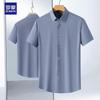 Luo Meng Men's Business Casual Short Sleeve Shirt